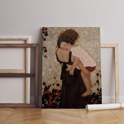 Mutter und Kind Gustav Klimt, Klimt Wandkunst, Weihnachtsgeschenk, Gerahmtes und Ungerahmtes Leinwand-Wanddekor, Klimt Poster, Moderne Wandkunst