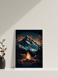 Coole Illustration Leinwand-Wandkunst, Lagerfeuer-Wandkunst, Natur-Wandkunst, Lagerfeuer-Poster, Illustrations-Poster