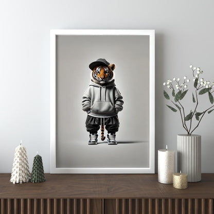 Ikonische realistische Baby-Tiger-Leinwand – Realistische, stilvolle und verspielte Wanddekoration