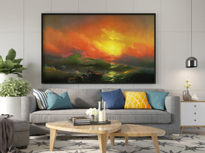 Iwan Aiwasowski Leinwand-Wandkunst, Iwan Aiwasowski Die Neunte Welle Leinwandkunst, Leinwanddruck-Kunst, Große Leinwand-Wandkunst, Wohnzimmer-Wanddekoration
