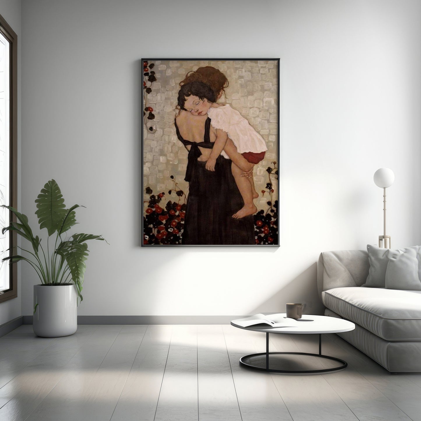Mutter und Kind Gustav Klimt, Klimt Wandkunst, Weihnachtsgeschenk, Gerahmtes und Ungerahmtes Leinwand-Wanddekor, Klimt Poster, Moderne Wandkunst