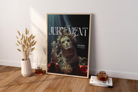 Kunstdruck „Urteilsmaske“ – Dunkle barocke Fantasy-Wanddekoration, kraftvolles gotisches Charakterposter