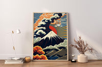 Mount Fuji Japanische Leinwand-Wandkunst, Japandi Leinwand-Wandkunst, Moderne Wandkunst, Mount Fuji Illustrations-Wandkunst, Mount Fuji Poster