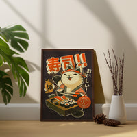 Sushi Katze Leinwand Wandkunst, Moderne Kunst Poster, Gerahmte Leinwand, Japanische Kunst Leinwand Wandkunst, Japanische Kunst Poster, Japanisches Süßes Katzen Poster