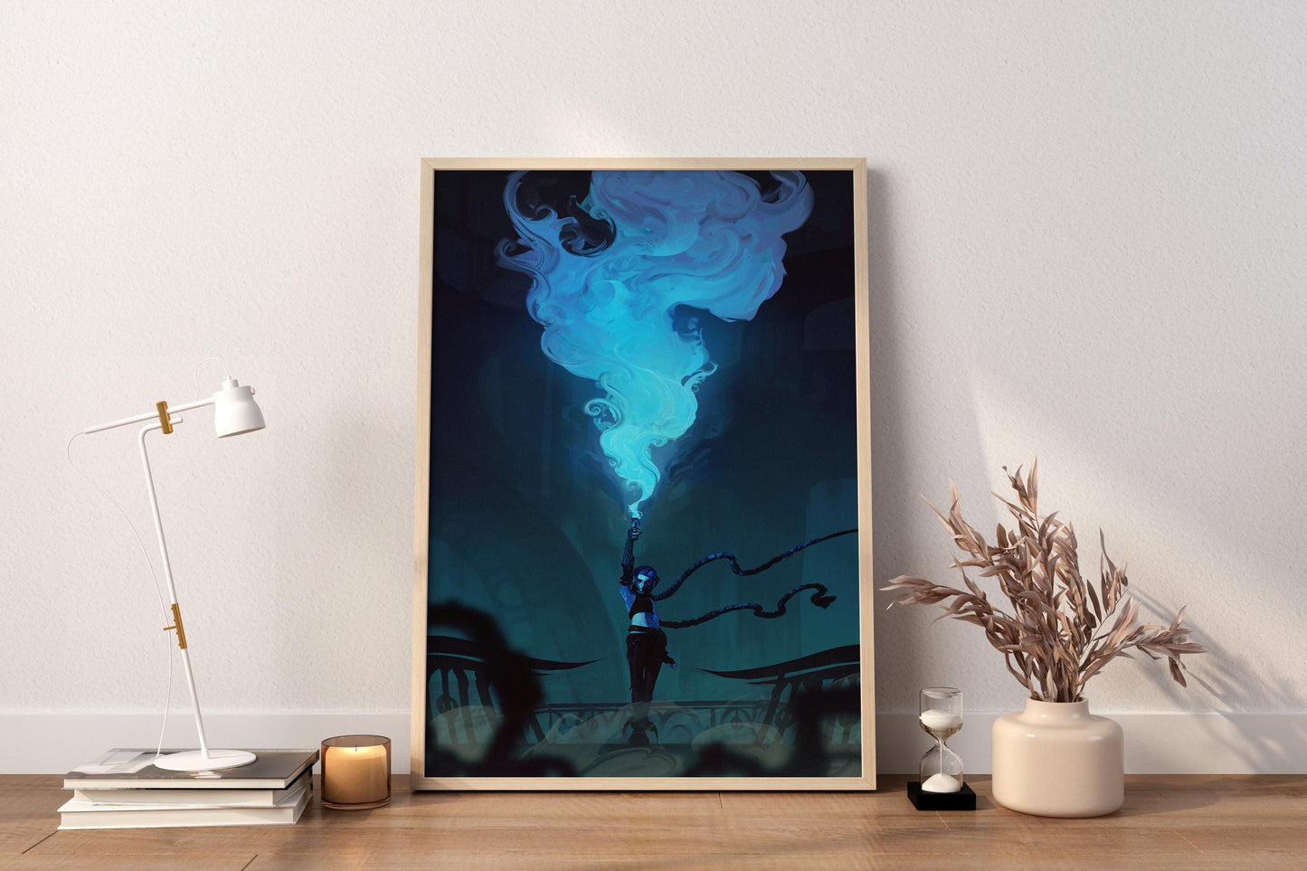 Arcane Jinx Blue Flare Poster | Neonblaue Anime-Wandkunst