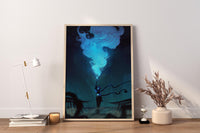 Arcane Jinx Blue Flare Poster | Neonblaue Anime-Wandkunst
