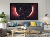 Dark Knight Before Red Eclipse Poster | Dramatisches Fantasy-Wandkunst-Poster | Berserk Mond Poster