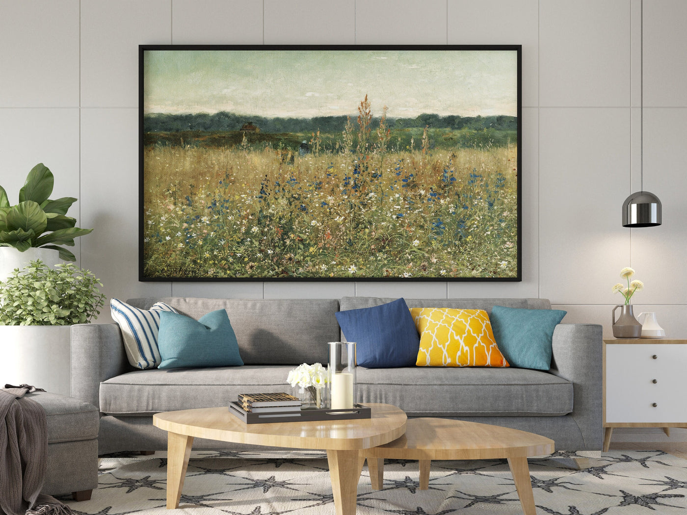 Antoine Chintreuil Leinwand-Wandbild, Champ Fleuri Leinwand, Antoine Chintreuil 1873 Leinwand, Leinwandgemälde-Poster, Fine Art Poster
