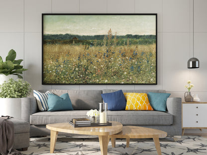 Antoine Chintreuil Leinwand-Wandbild, Champ Fleuri Leinwand, Antoine Chintreuil 1873 Leinwand, Leinwandgemälde-Poster, Fine Art Poster
