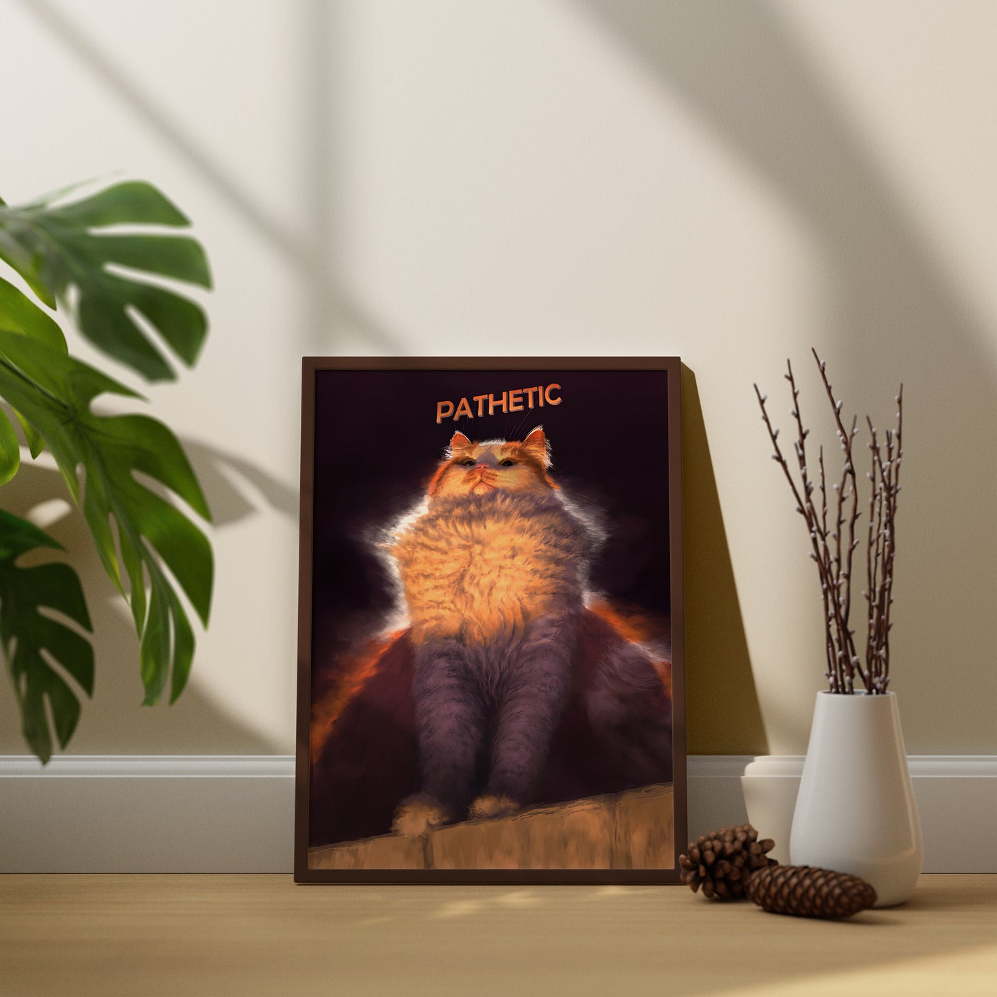 Jämmerliche Katze Leinwandbild, Jämmerliche Katze Poster, Lustige Leinwand Wanddeko, Lustiges Poster, Jämmerliche Stimmung Poster