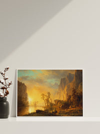 Albert Bierstadt Leinwand Wandbild, Albert Bierstadt Sonnenuntergang in den Rockies Leinwandbild, Leinwand Kunstdruck, Großes Leinwand Wandbild