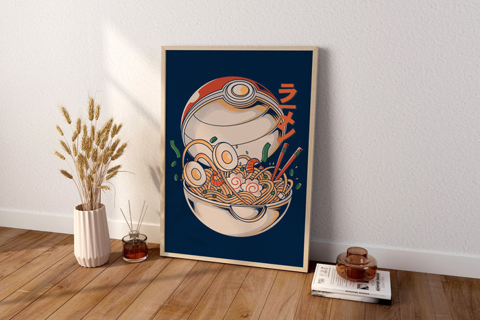 Poke Ramen Leinwand-Wandkunst, Poke Ramen Poster, Japanische Wandkunst, Japanisches Kunstposter, Pokemon Poster