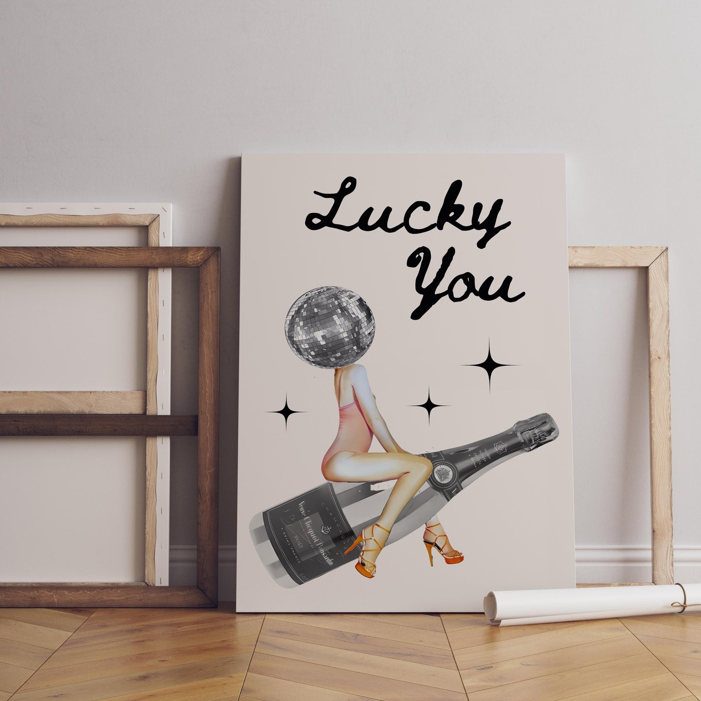 Trendy Lucky You Poster – Disco Head Leinwand-Wandkunst, Lucky You Leinwand-Poster – Mode-Poster – Lucky Leinwand-Poster – Trendige Wandkunst