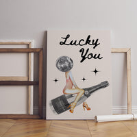Trendy Lucky You Poster – Disco Head Leinwand-Wandkunst, Lucky You Leinwand-Poster – Mode-Poster – Lucky Leinwand-Poster – Trendige Wandkunst