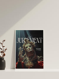 Kunstdruck „Urteilsmaske“ – Dunkle barocke Fantasy-Wanddekoration, kraftvolles gotisches Charakterposter