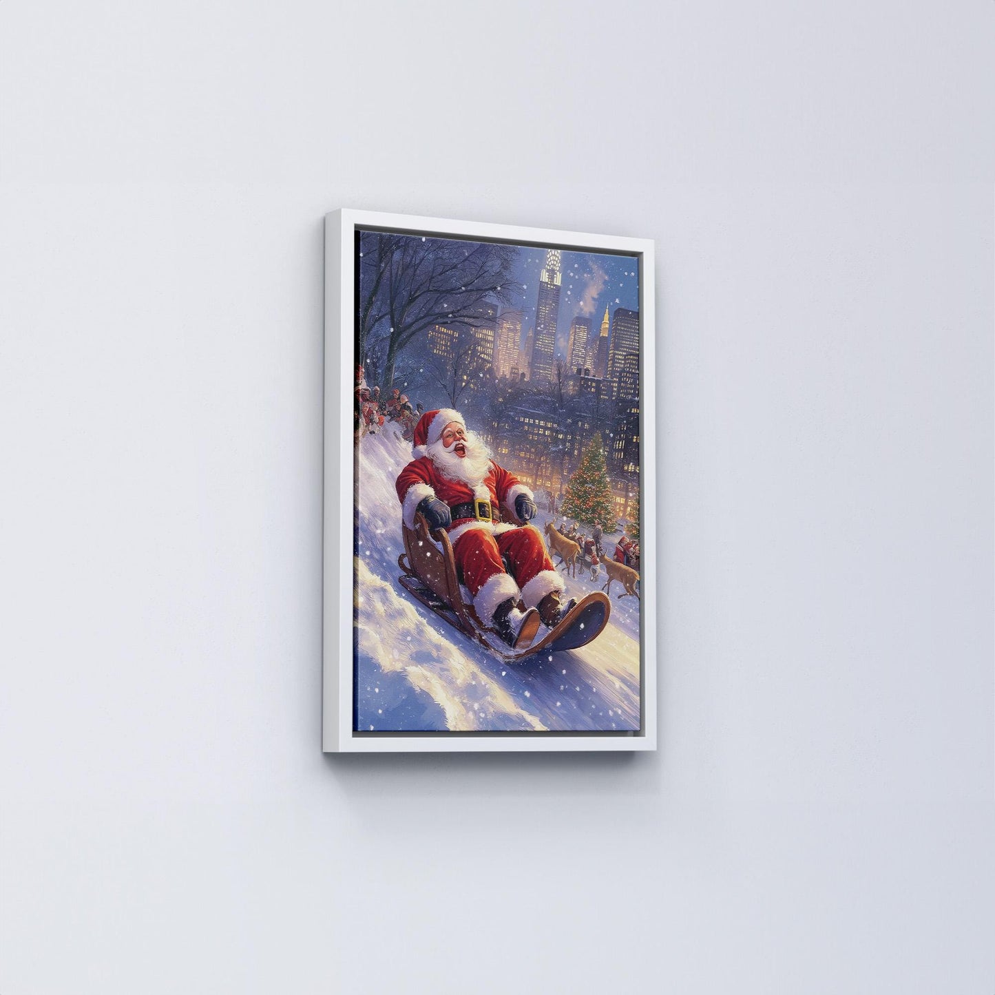 Santa Wall Art,Santa Claus & Christmas Decor Art - Happy Christmas, Xmas Gift, Framed Santa