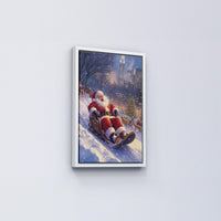 Santa Wall Art,Santa Claus & Christmas Decor Art - Happy Christmas, Xmas Gift, Framed Santa
