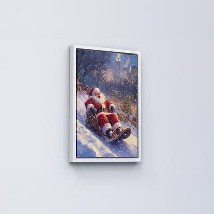 Santa Wall Art,Santa Claus & Christmas Decor Art - Happy Christmas, Xmas Gift, Framed Santa