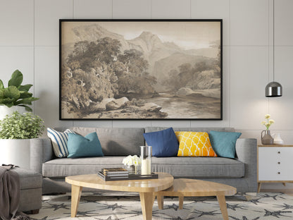 Alexandre Calame Wandkunst, Landschaft Leinwand Wandkunst, Vintage Leinwand Wandkunst, Vintage Landschaft, Leinwand Malerei Poster, Fine Art Poster