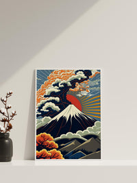 Mount Fuji Japanische Leinwand-Wandkunst, Japandi Leinwand-Wandkunst, Moderne Wandkunst, Mount Fuji Illustrations-Wandkunst, Mount Fuji Poster