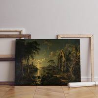 Sebastian Pether Leinwand-Wandkunst, Sebastian Pether – Eine verfallene gotische Kirche, Beliebte Kunst-Leinwand, Mondschein-Leinwandkunst, Berühmte Wandkunst
