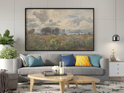 Henry Moore Wandkunst, Landschaft Leinwand Wandkunst, Schauerlicher Juni Leinwand Wandkunst, Vintage Landschaft, Leinwand Malerei Poster, Blumenfeld
