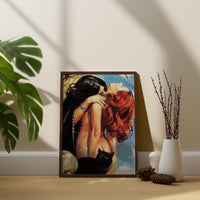 Retro Witchy Lovers Art Print | Vintage Redhead Woman & Black Cat Wall Poster