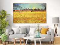 Vincent van Gogh Leinwandbild, Vincent van Gogh-Sommerabend in Arles, Leinwanddruck, Weizenfeld mit untergehender Sonne, Berühmte Wandkunst