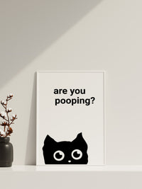 Süße Katzen-Wandkunst, Kackende Katze Poster, Minimalistische Wanddekoration, Badezimmer-Wanddekoration