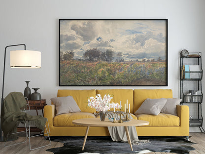 Henry Moore Wandkunst, Landschaft Leinwand Wandkunst, Schauerlicher Juni Leinwand Wandkunst, Vintage Landschaft, Leinwand Malerei Poster, Blumenfeld