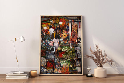 Renata Guttason Marktgemälde Kunstdruck | Farbenfrohe Lebensmittelmarkt Küchenwandkunst