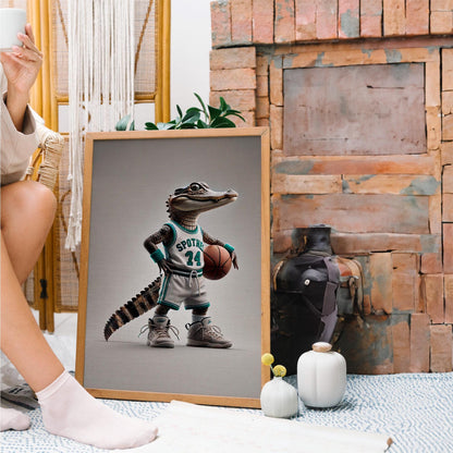Ikonische realistische Baby-Alligator-Leinwand – realistisches, stilvolles und verspieltes Wanddekor