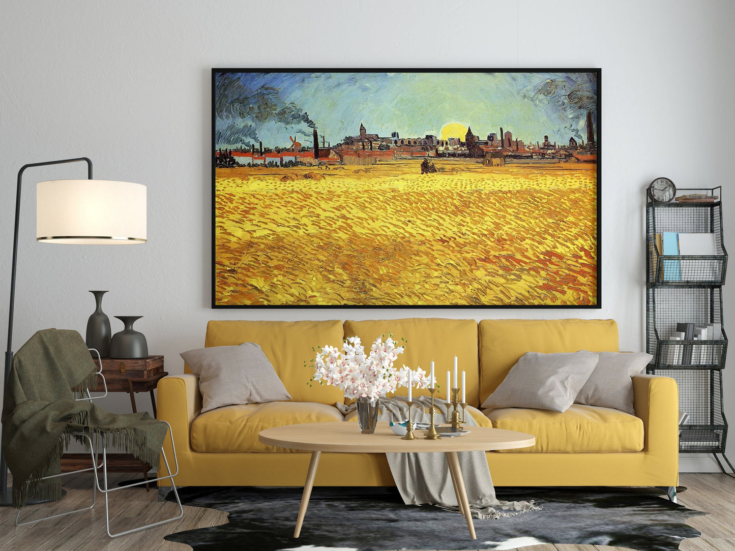 Vincent van Gogh Leinwandbild, Vincent van Gogh-Sommerabend in Arles, Leinwanddruck, Weizenfeld mit untergehender Sonne, Berühmte Wandkunst