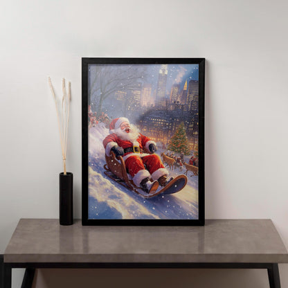 Santa Wall Art,Santa Claus & Christmas Decor Art - Happy Christmas, Xmas Gift, Framed Santa