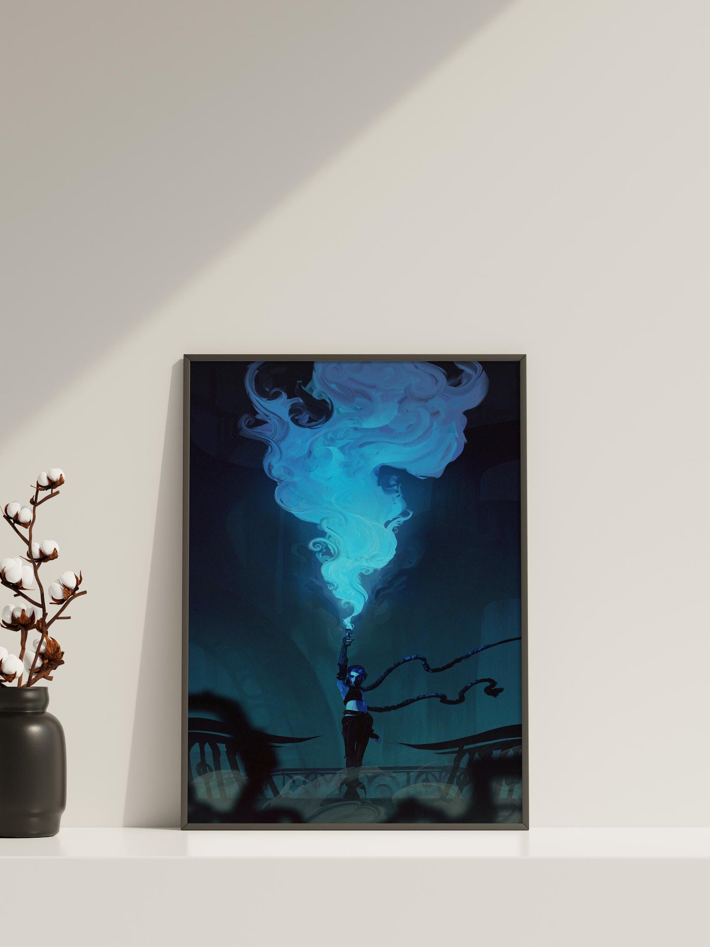 Arcane Jinx Blue Flare Poster | Neonblaue Anime-Wandkunst
