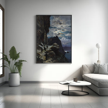 Hermann Corrodi Leinwand-Wandbild, Hermann Corrodi Nacht auf dem Berg Athos, Beliebtes Kunst-Leinwandbild, Leinwanddruck, Leinwanddruck-Kunst, Berühmtes Wandbild