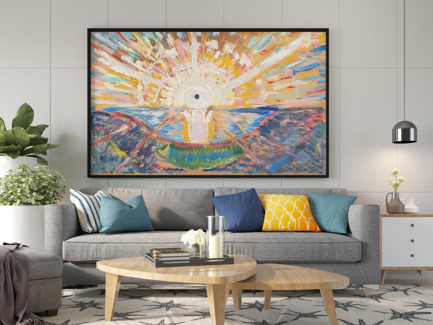 Edward Munch Die Sonne Leinwandbild, Edward Munch Wandbild, Solenintro Leinwandkunst, Edward Munch Leinwanddruck, Edward Munch Sonnenposter