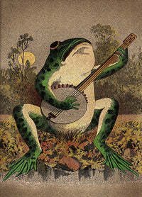 A Frog Playing Banjo in the Moonlight canvas wall art