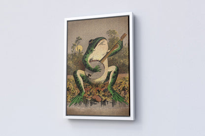A Frog Playing Banjo in The Moonlight Vintage Poster - Canvasworkshop