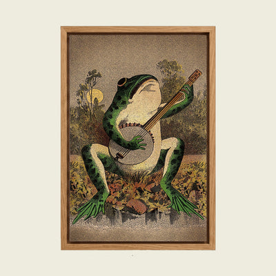 Feed Floating Oak A Frog Playing Banjo in The Moonlight Vintage Canvas Print