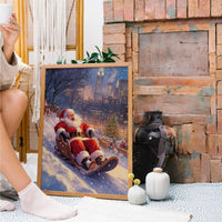 Santa Wall Art,Santa Claus & Christmas Decor Art - Happy Christmas, Xmas Gift, Framed Santa