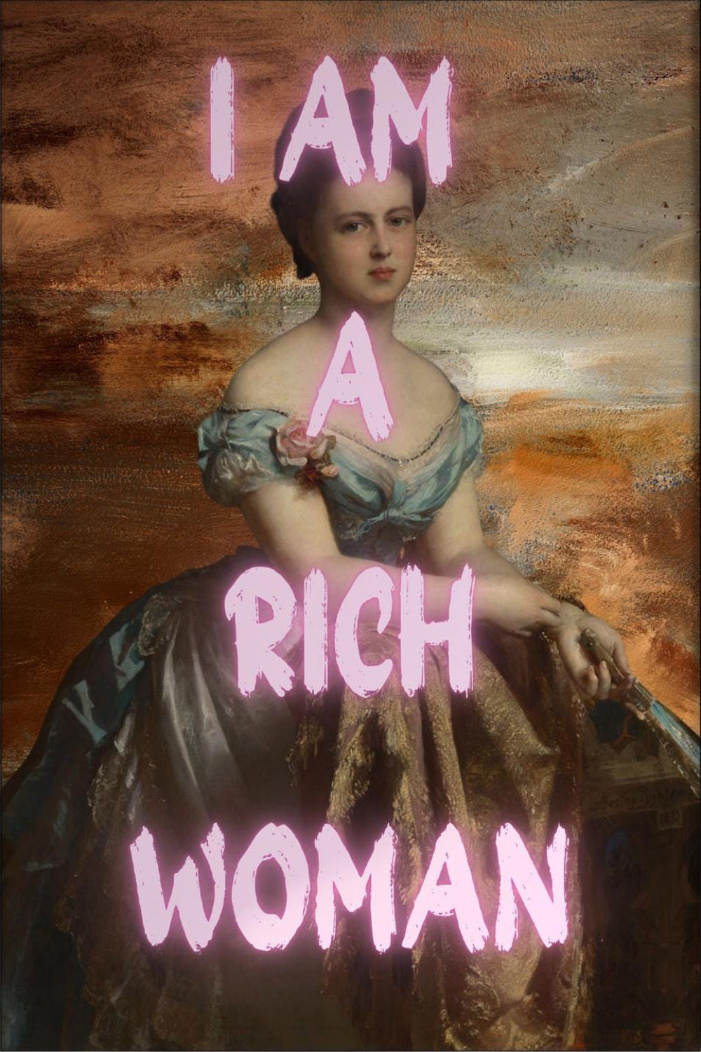 Artwork - Mom I Am A Rich Woman, Altered Art Poster, Maximalist Wall Art, Girl Power Prints, Feminist Poster, Vintage Fashion Poster,Framed Canvas Art