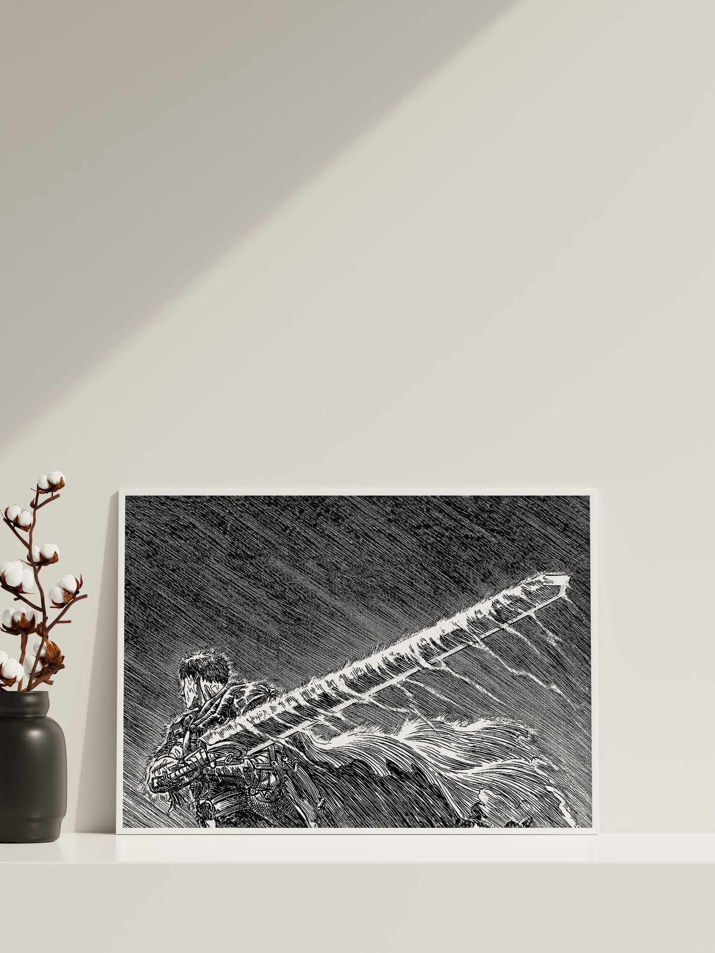 Anime Leinwand Wandkunst, Anime Poster, Berserk Anime Wandkunst, Berserk Guts Poster, Berserk Schwarz & Weiß Poster, Guts Cool Poster, Berserk Kunst