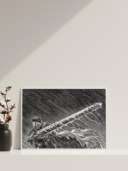 Anime Leinwand Wandkunst, Anime Poster, Berserk Anime Wandkunst, Berserk Guts Poster, Berserk Schwarz & Weiß Poster, Guts Cool Poster, Berserk Kunst