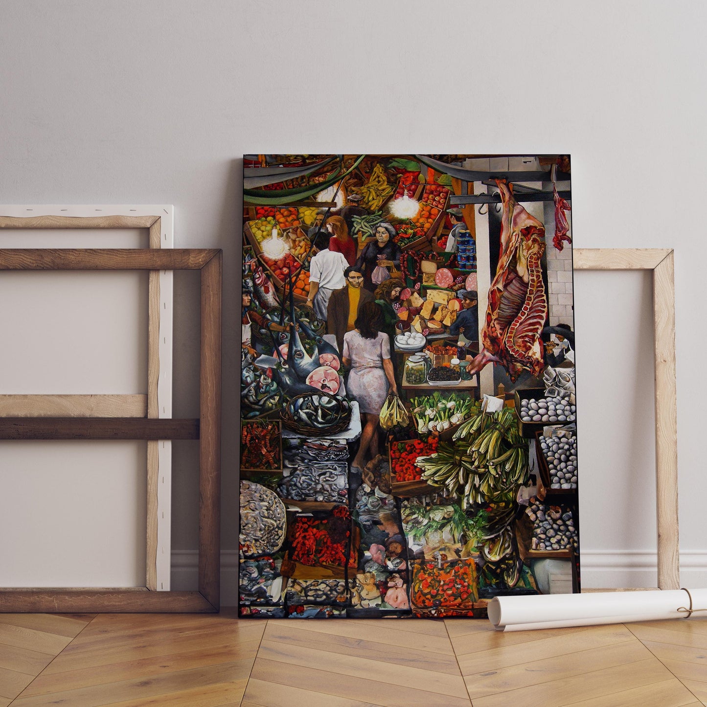 Renata Guttason Marktgemälde Kunstdruck | Farbenfrohe Lebensmittelmarkt Küchenwandkunst