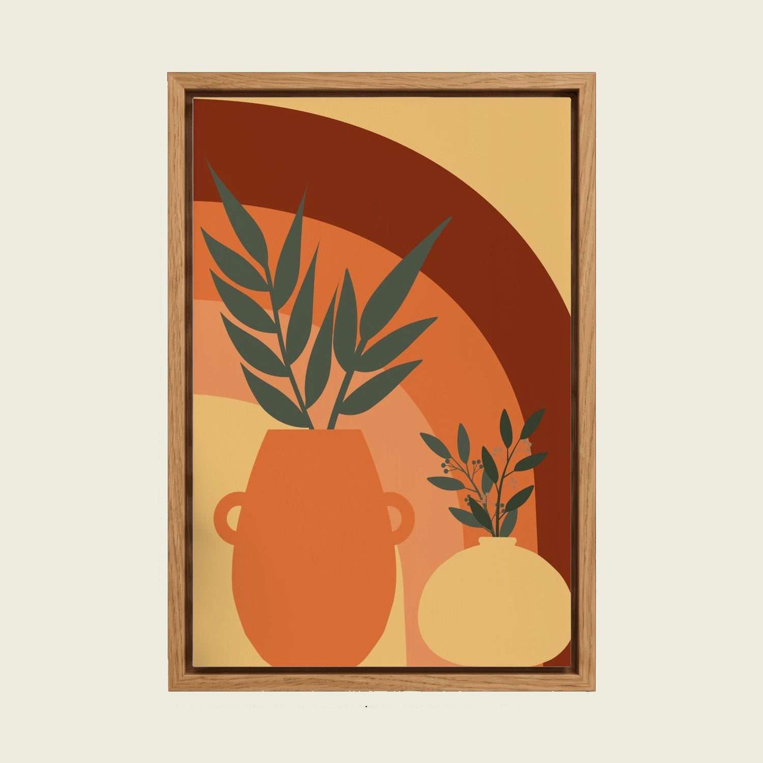 Feed Floating Oak Abstract Boho Mid-Century Botanical Vase Canvas Wall Art
