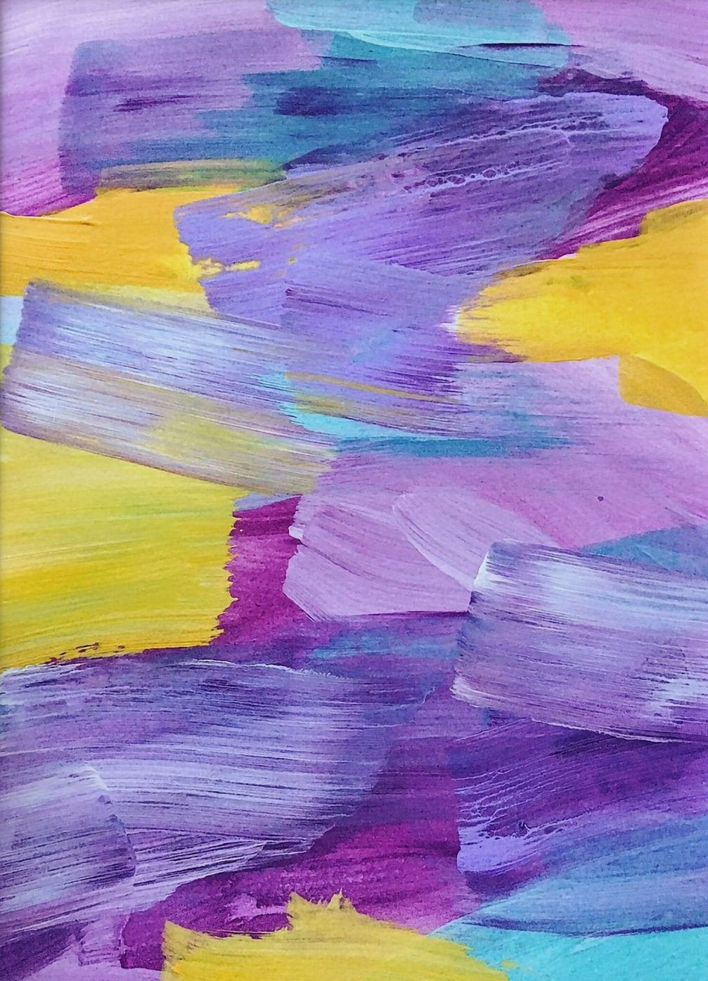 Purple Yellow Abstract Brushstroke Wall Art
