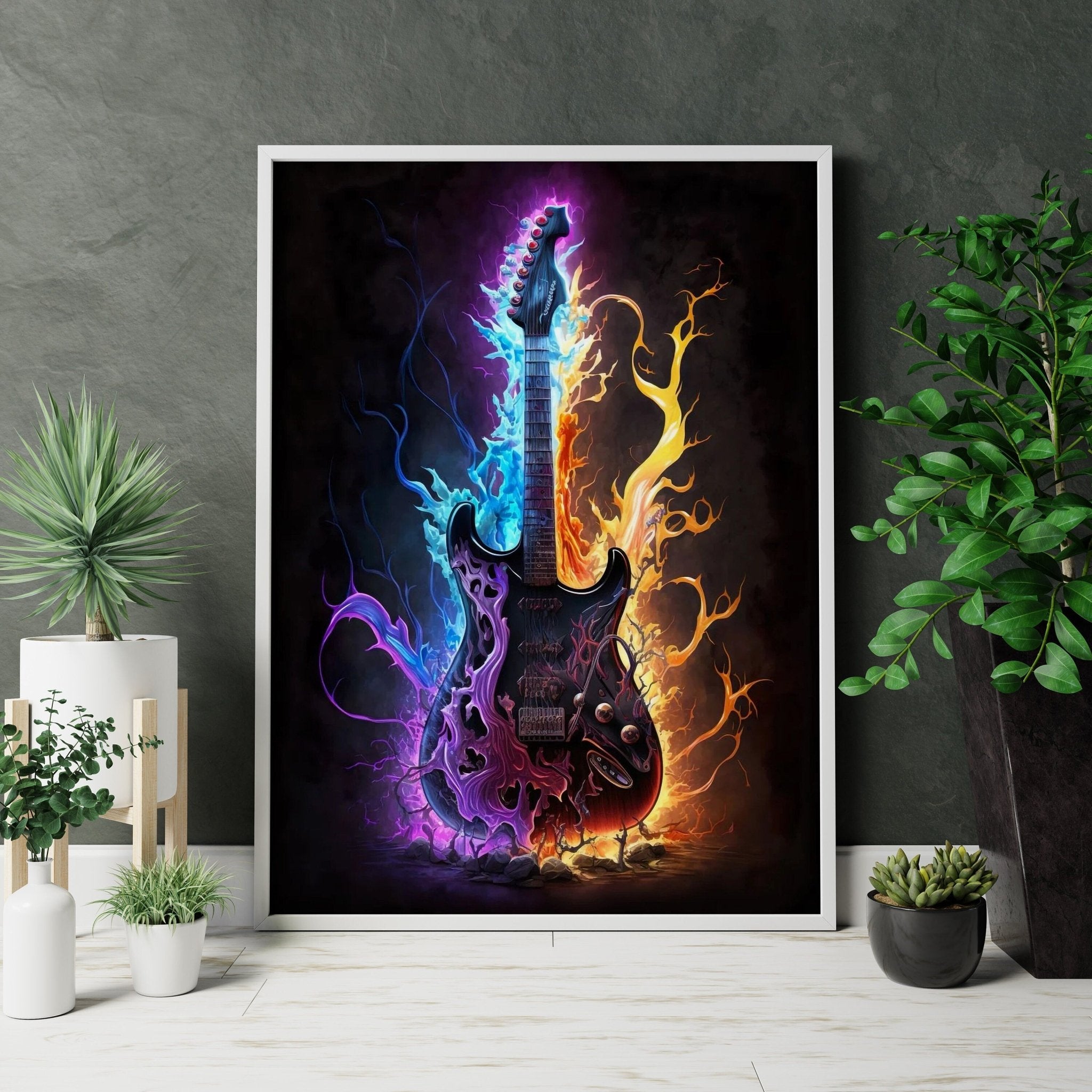 Abstract Colorful Guitar Oil Painting Canvas Print Wall Art - Canvasworkshop