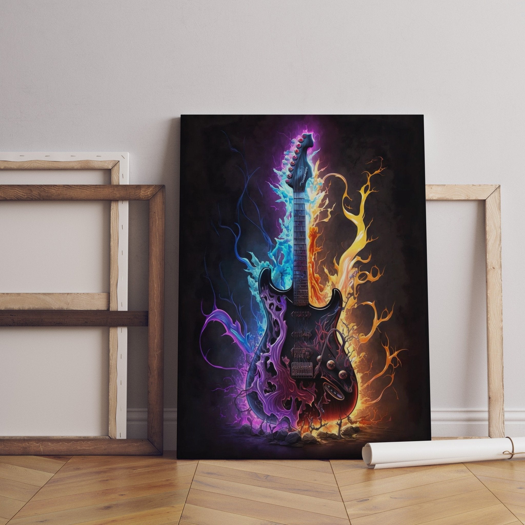 Abstract Colorful Guitar Oil Painting Canvas Print Wall Art - Canvasworkshop