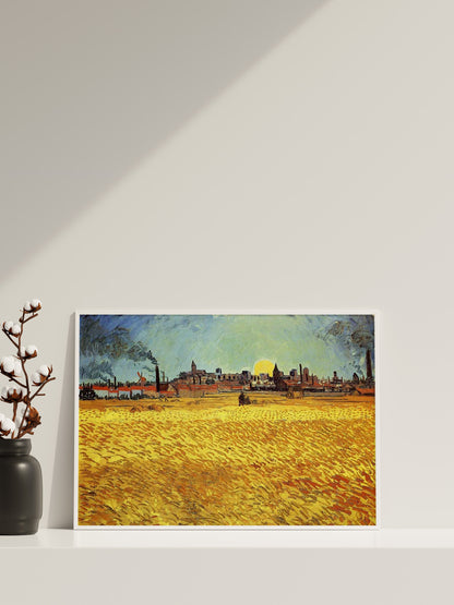 Vincent van Gogh Leinwandbild, Vincent van Gogh-Sommerabend in Arles, Leinwanddruck, Weizenfeld mit untergehender Sonne, Berühmte Wandkunst